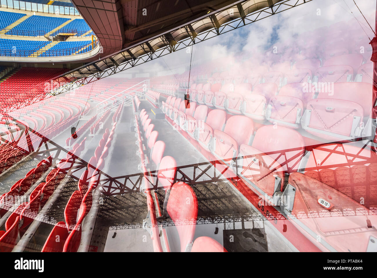 Multiexposition at San Siro - the official playground of FC Milan and FC Inter Stock Photo