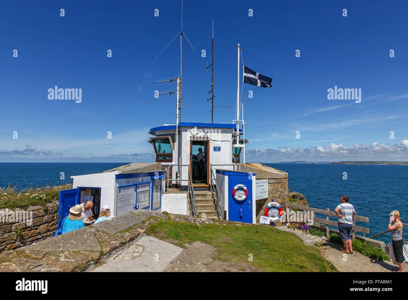 The St. Ives watch tower, run by the National Coastwatch Institution, a voluntary organisation and registered charity, St. Ives, Cornwall, England, UK Stock Photo