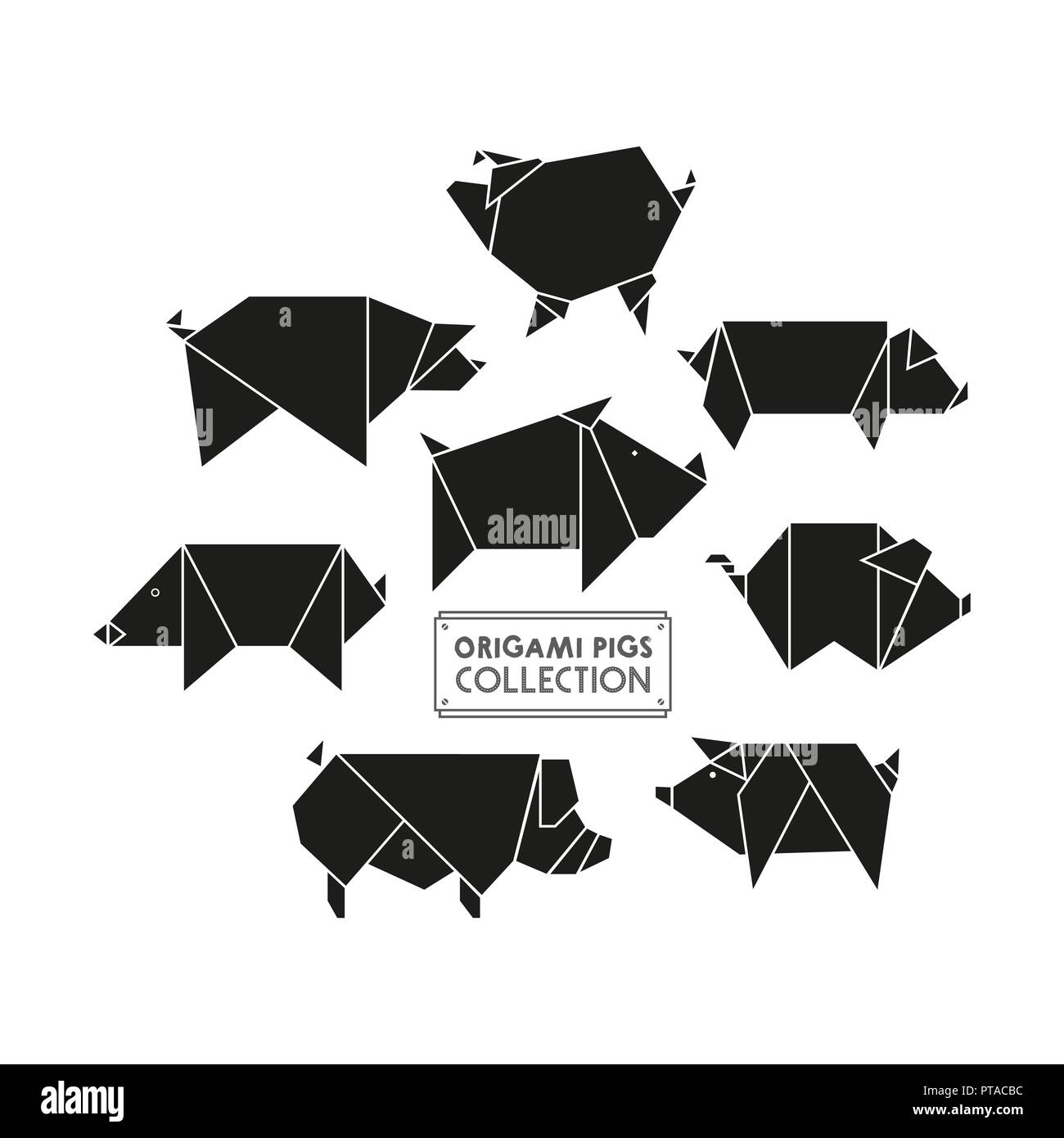 Origami pigs vector collection Stock Vector