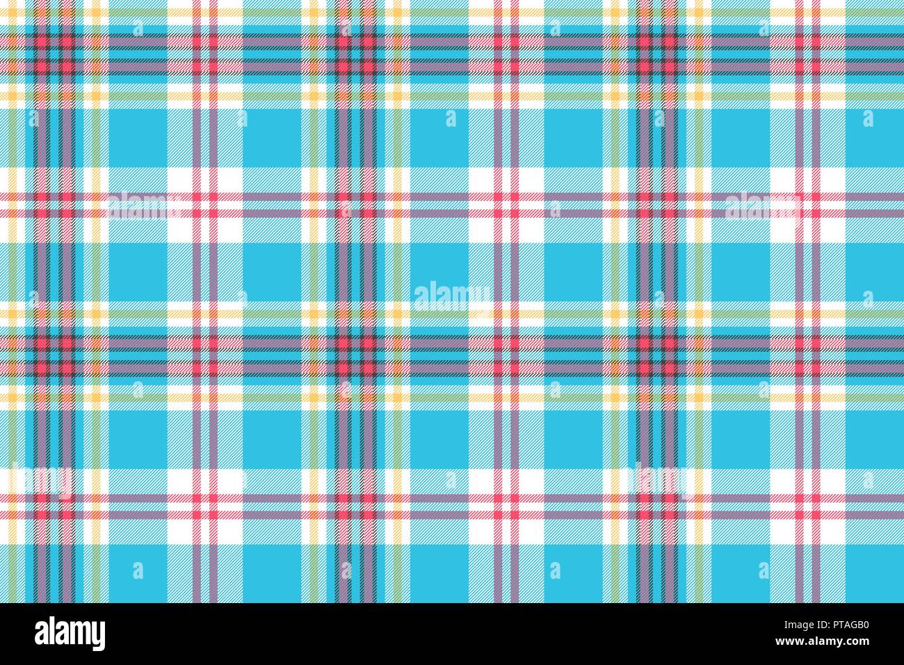 Turquoise plaid check fabric seamless pattern. Vector illustration ...