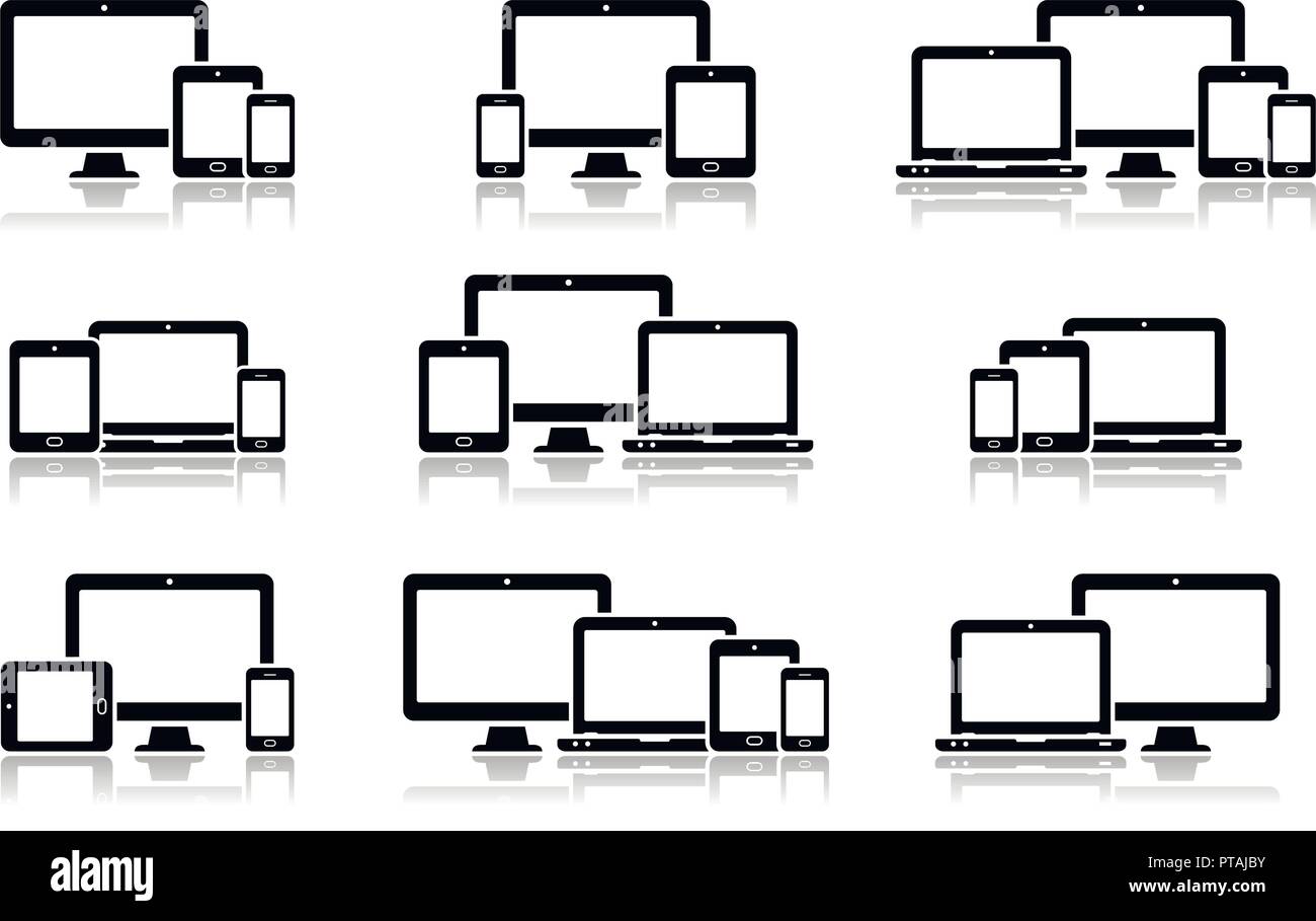 Responsive digital devices icons set Stock Vector