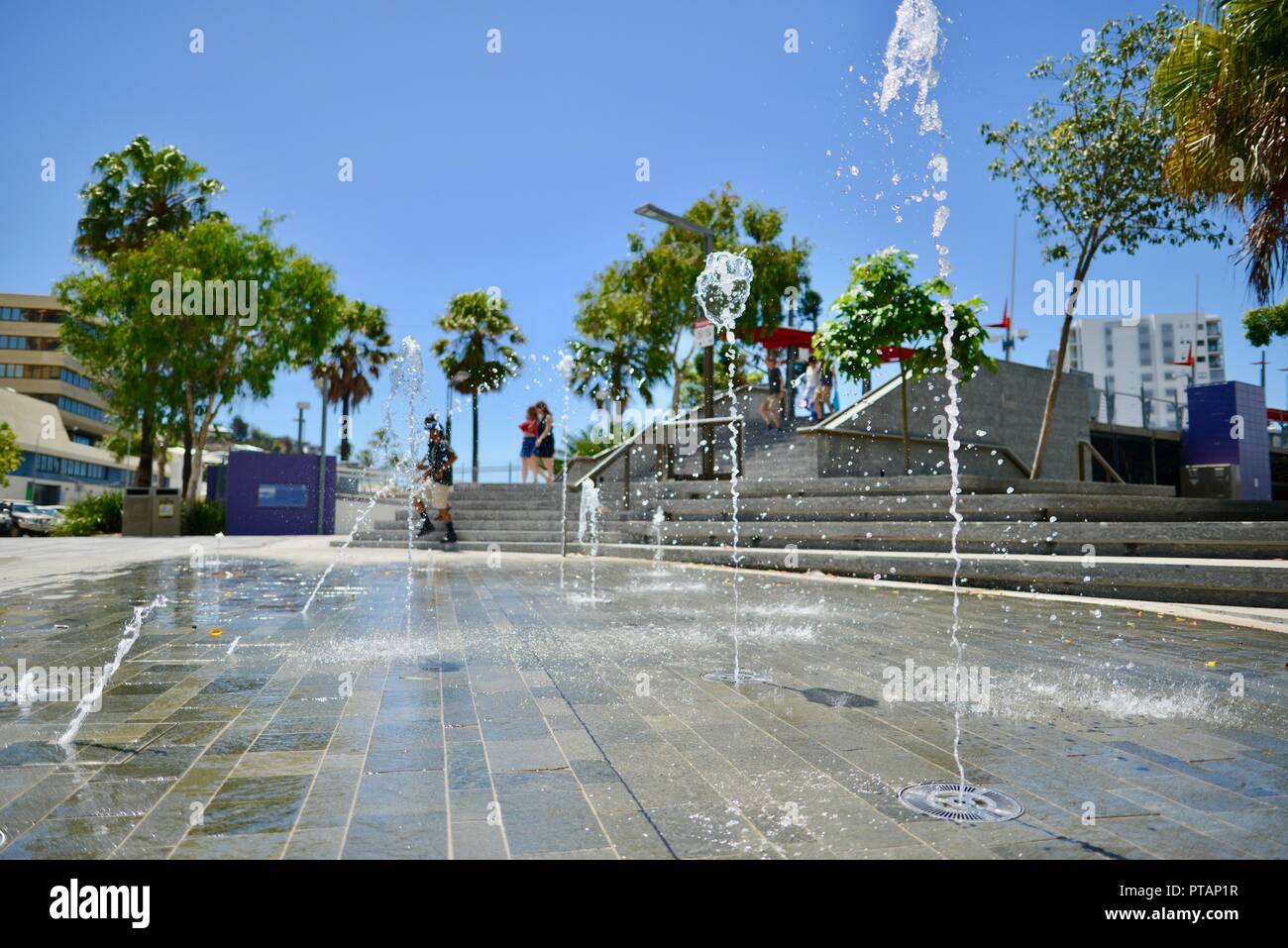 The water display close to Flinders Street, central business district ...