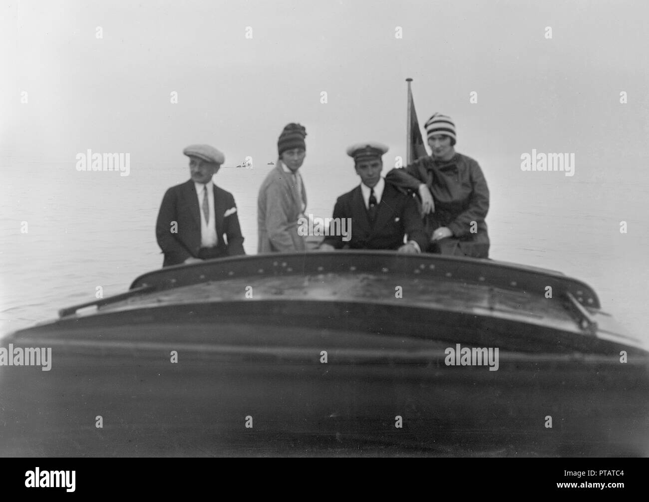 A group onboard sea sled 'Miss England', 1922. Creator: Kirk & Sons of Cowes. Stock Photo