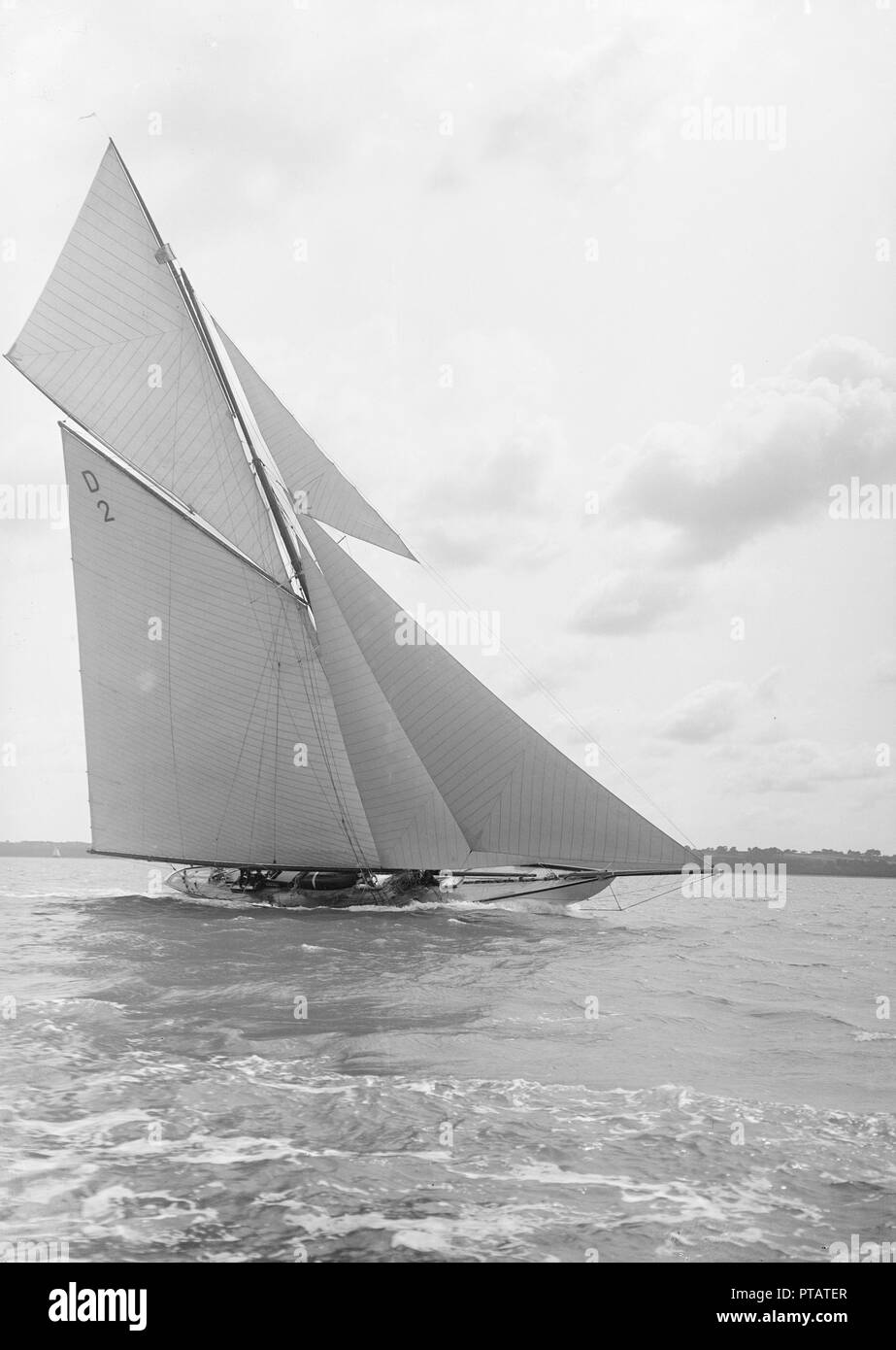 The 15 Metre cutter 'Ostara' sailing closehauled, 1912. Creator Kirk