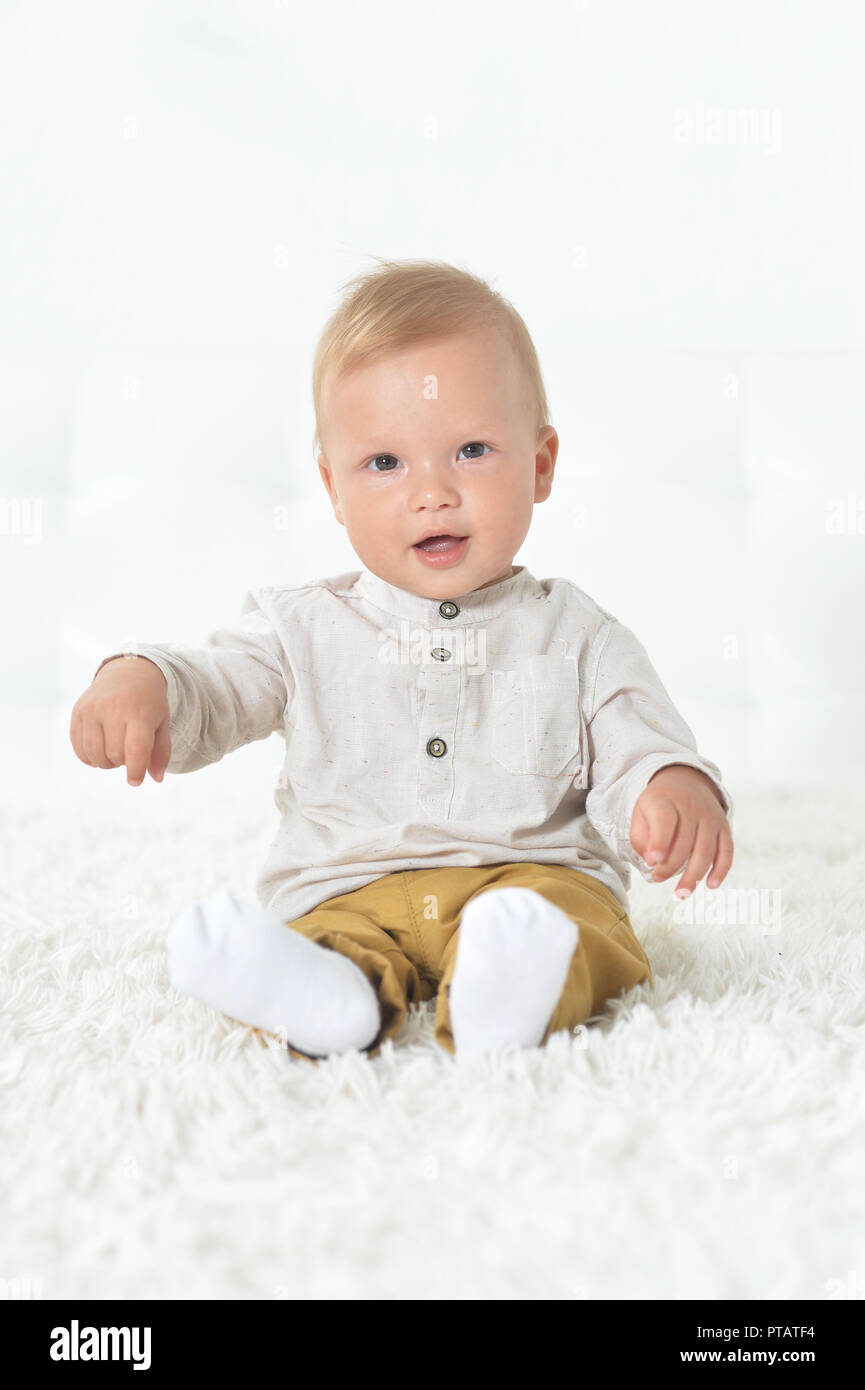 Portrait of a cute beautiful baby boy Stock Photo - Alamy