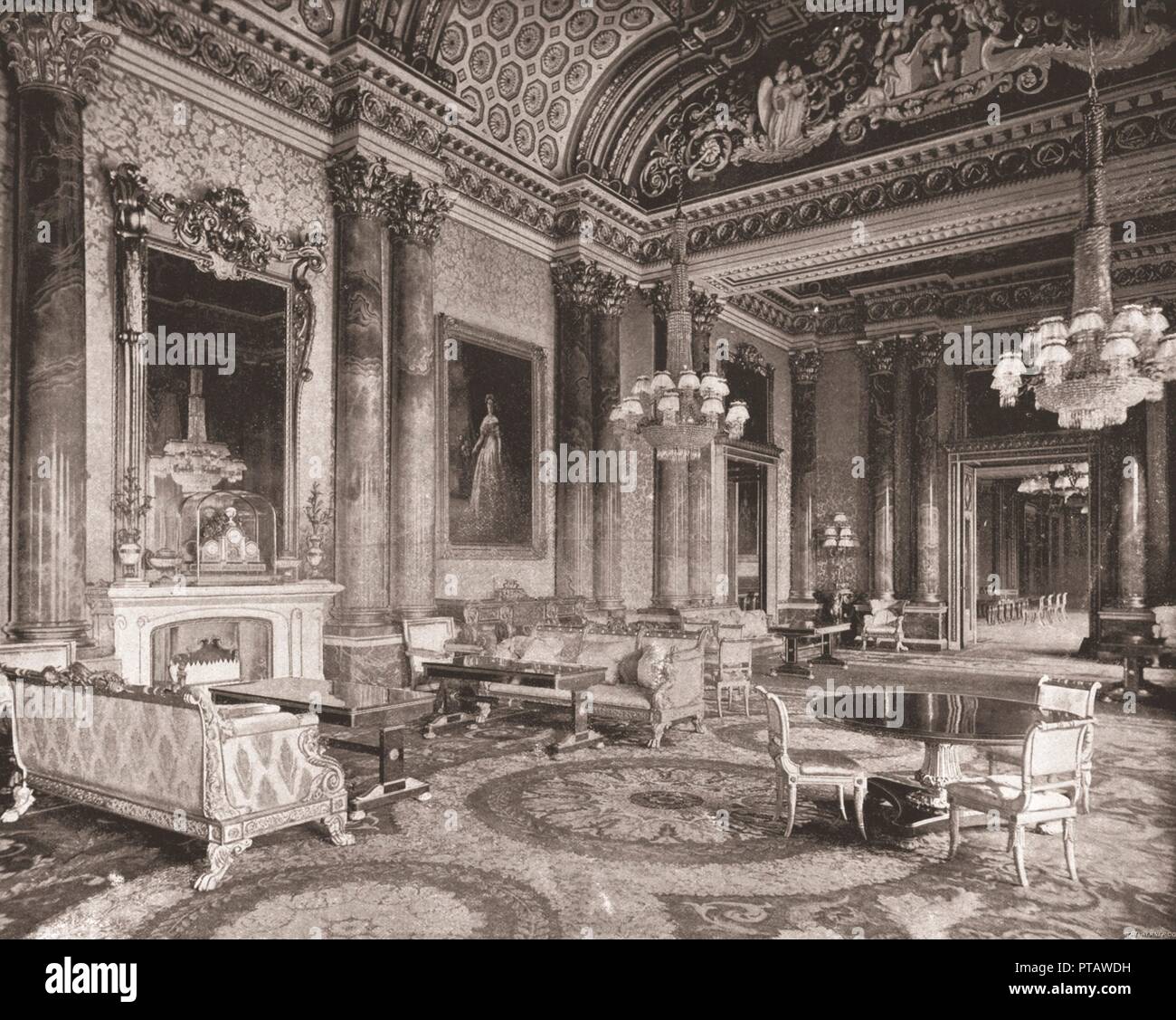 The Blue Drawing Room, Buckingham Palace, London, 1894. Creator: Unknown. Stock Photo