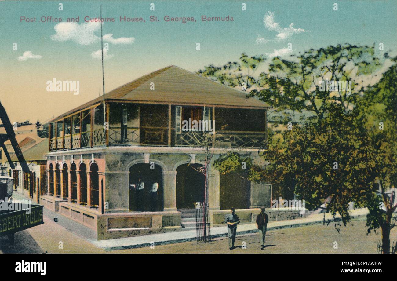 'Post Office and Customs House, St. Georges, Bermuda', early 20th century. Creator: Unknown. Stock Photo