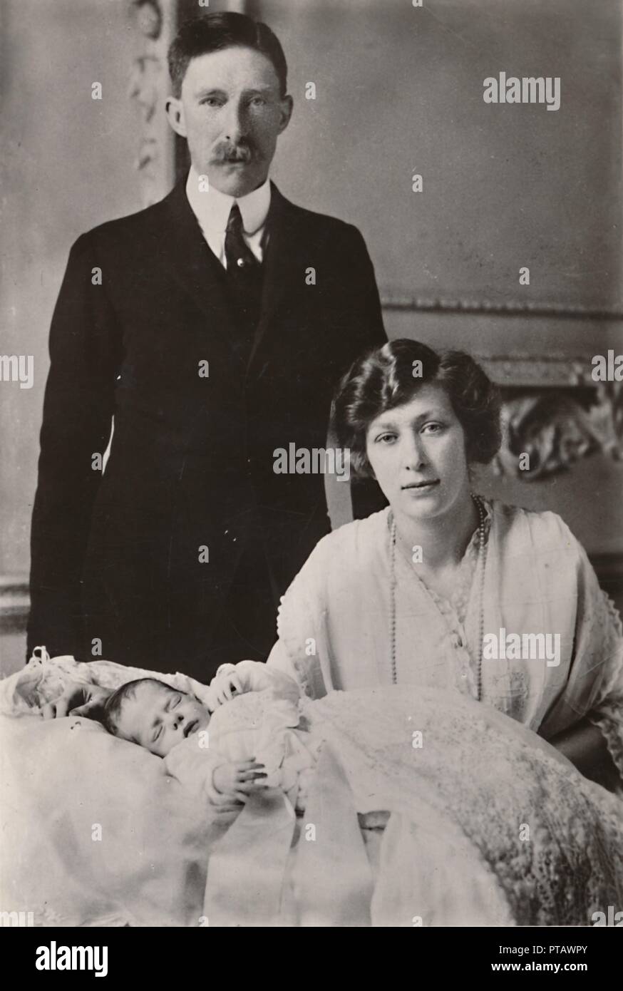 'H.R.H. Princess Mary & Viscount Lascelles with their Son, George Henry Hubert Lascelles', 1923. Creator: Unknown. Stock Photo