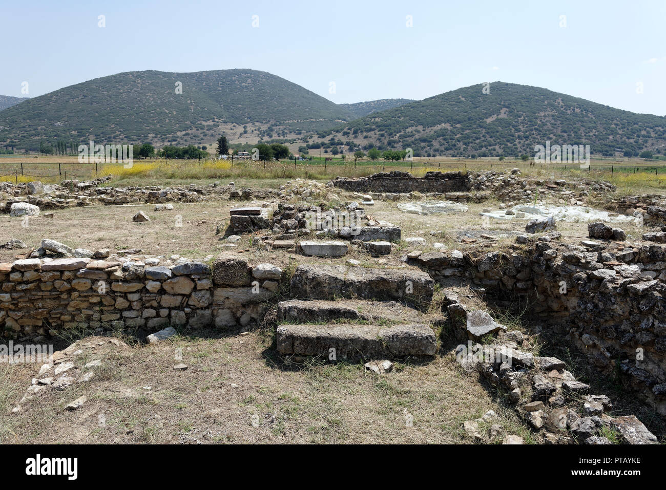 Public Baths complex ruins, south east corner of the Agora, Mantineia ...
