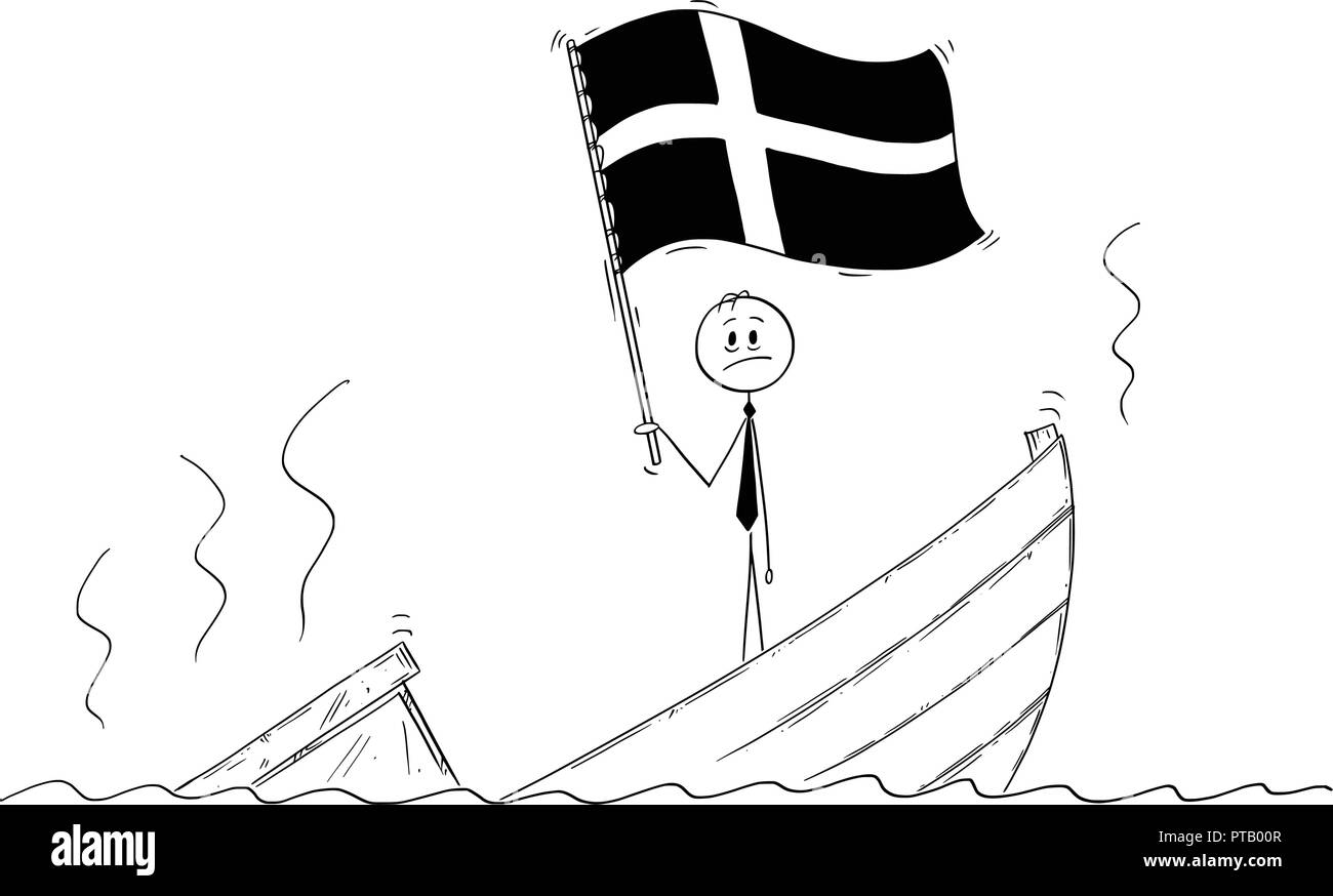 Cartoon Of Politician Standing Depressed On Sinking Boat