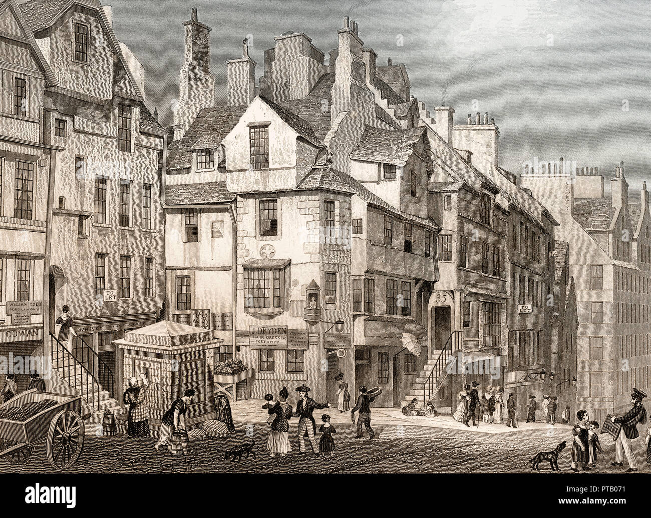 John Knox's House, High Street, Edinburgh, Scotland, 19th century, from Modern Athens by Th. H. Shepherd Stock Photo