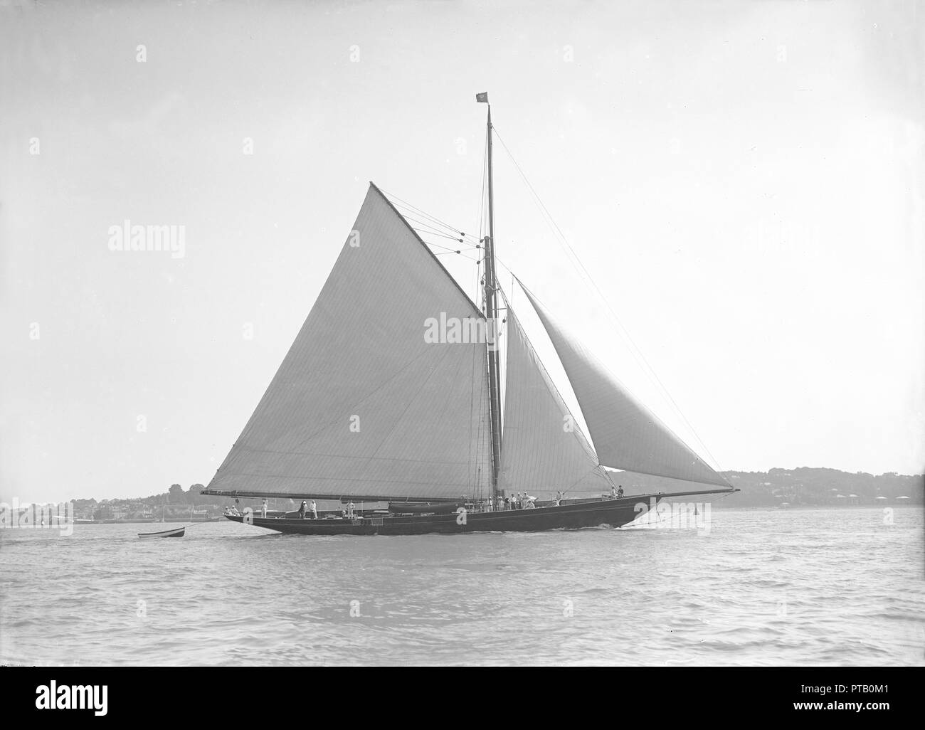 'Britannia' sailing without topsail, 1911. Creator: Kirk & Sons of Cowes. Stock Photo