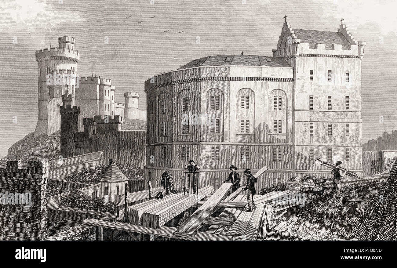 East End of the Bridewell and Jail Governor's House, Edinburgh, Scotland, 19th century, from Modern Athens by Th. H. Shepherd Stock Photo
