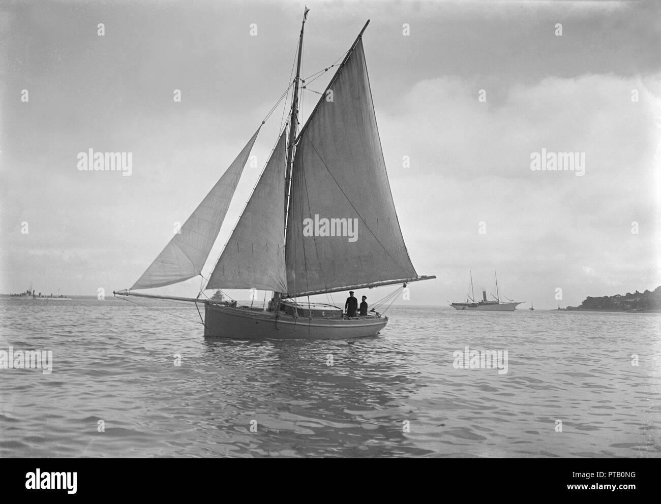 The cutter 'Sophie' sailing upwind. Creator: Kirk & Sons of Cowes. Stock Photo