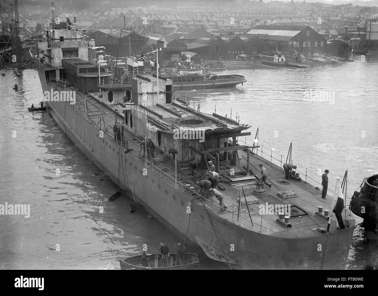 Navy ship under construction, 28th July 1937. Creator: Kirk & Sons of Cowes. Stock Photo