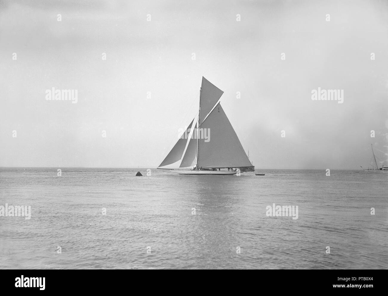 The 19-metre cutter 'Norada' sailing in gentle winds, 1911. Creator: Kirk & Sons of Cowes. Stock Photo