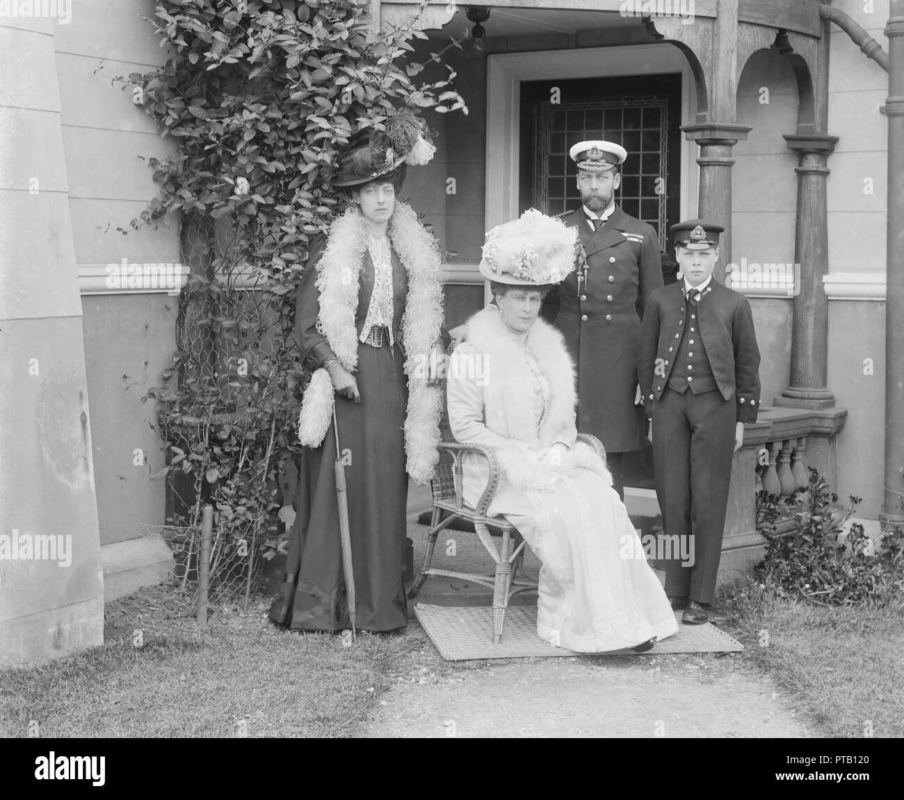 The Prince and Princess of Wales at the Royal Naval College, Osborne, Isle of Wight, 1908. Creator: Kirk & Sons of Cowes. Stock Photo