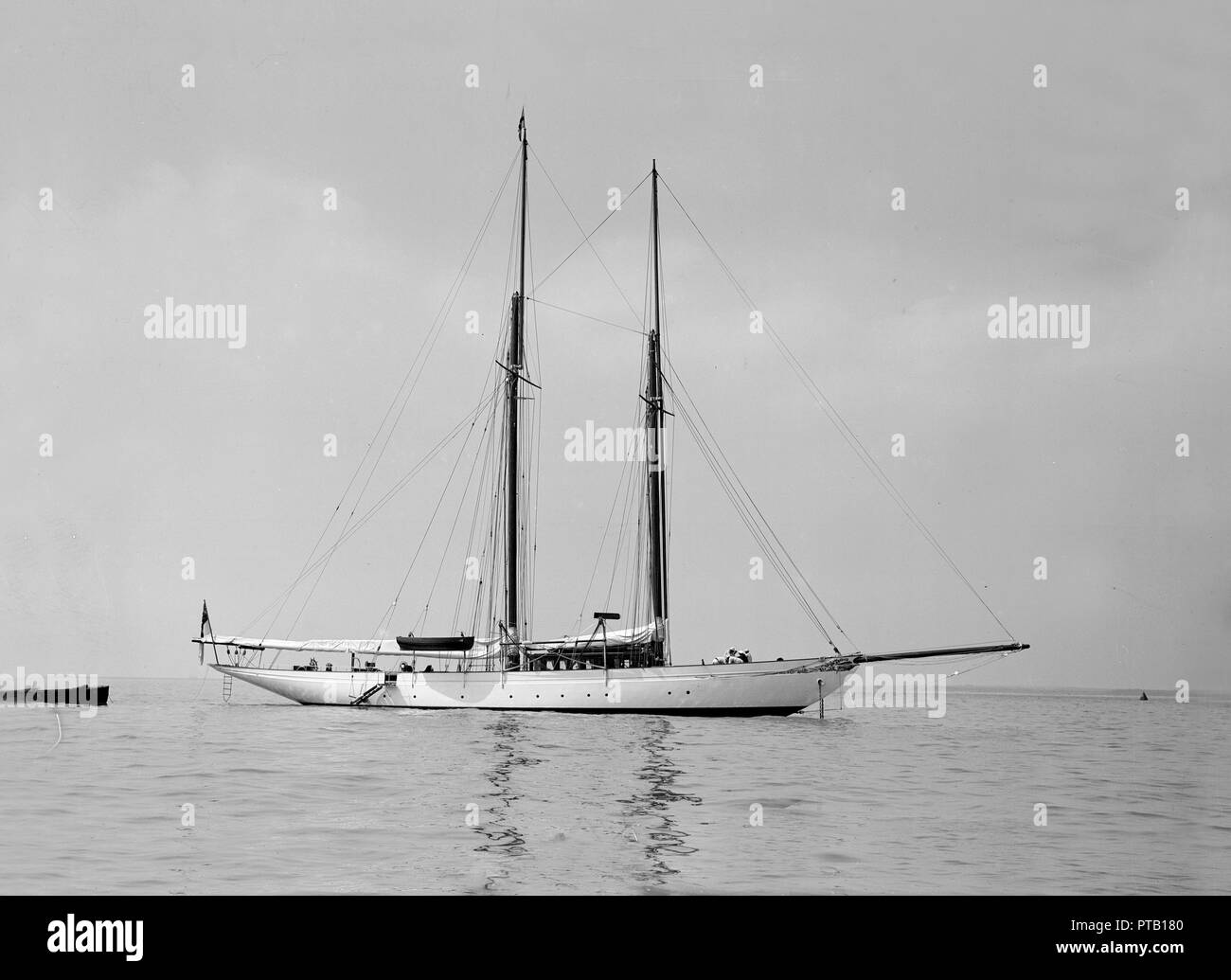 The schooner 'Joyance' at anchor, 1913. Creator: Kirk & Sons of Cowes ...