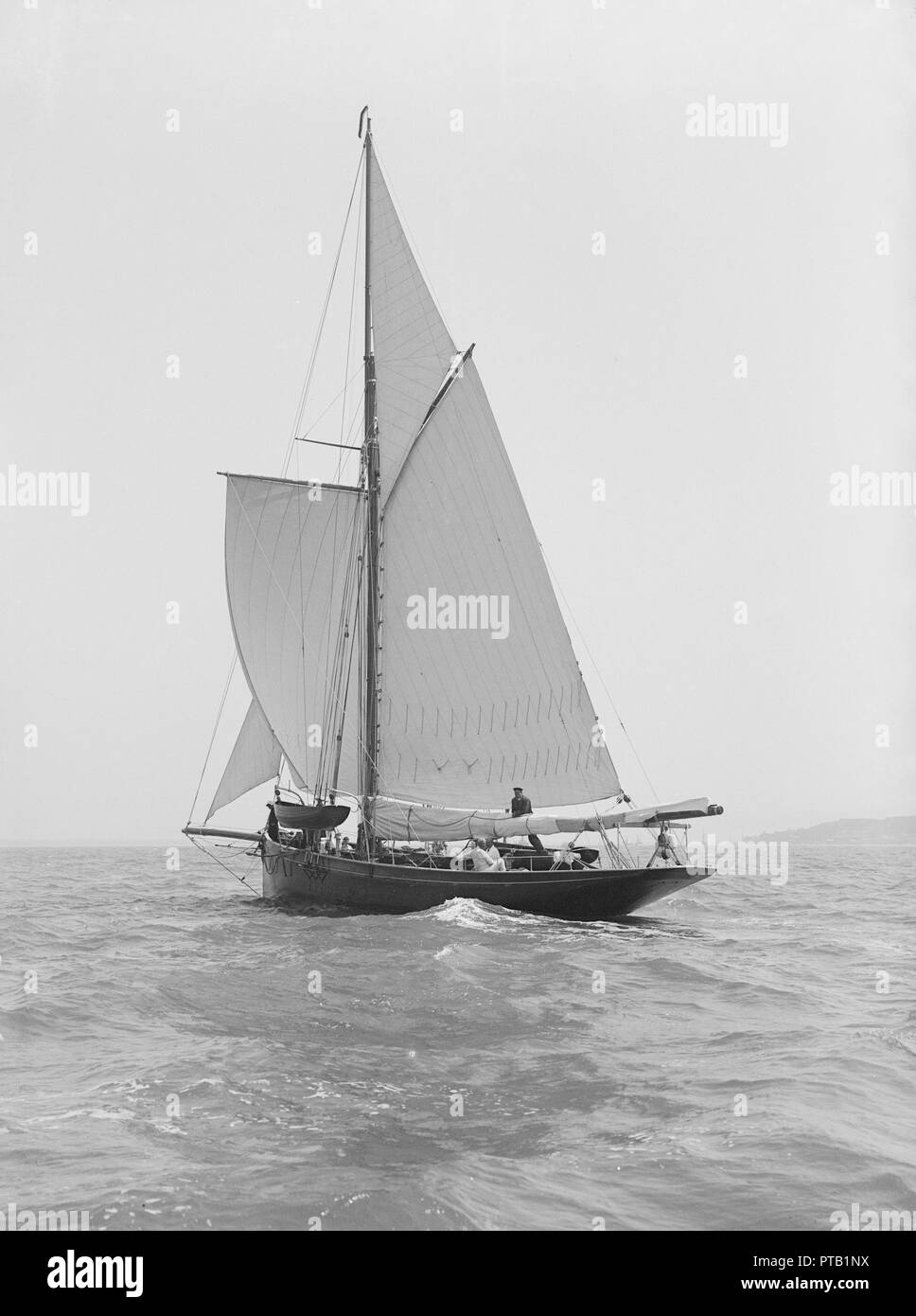 The cutter 'Monara' under sail, 1914. Creator: Kirk & Sons of Cowes. Stock Photo