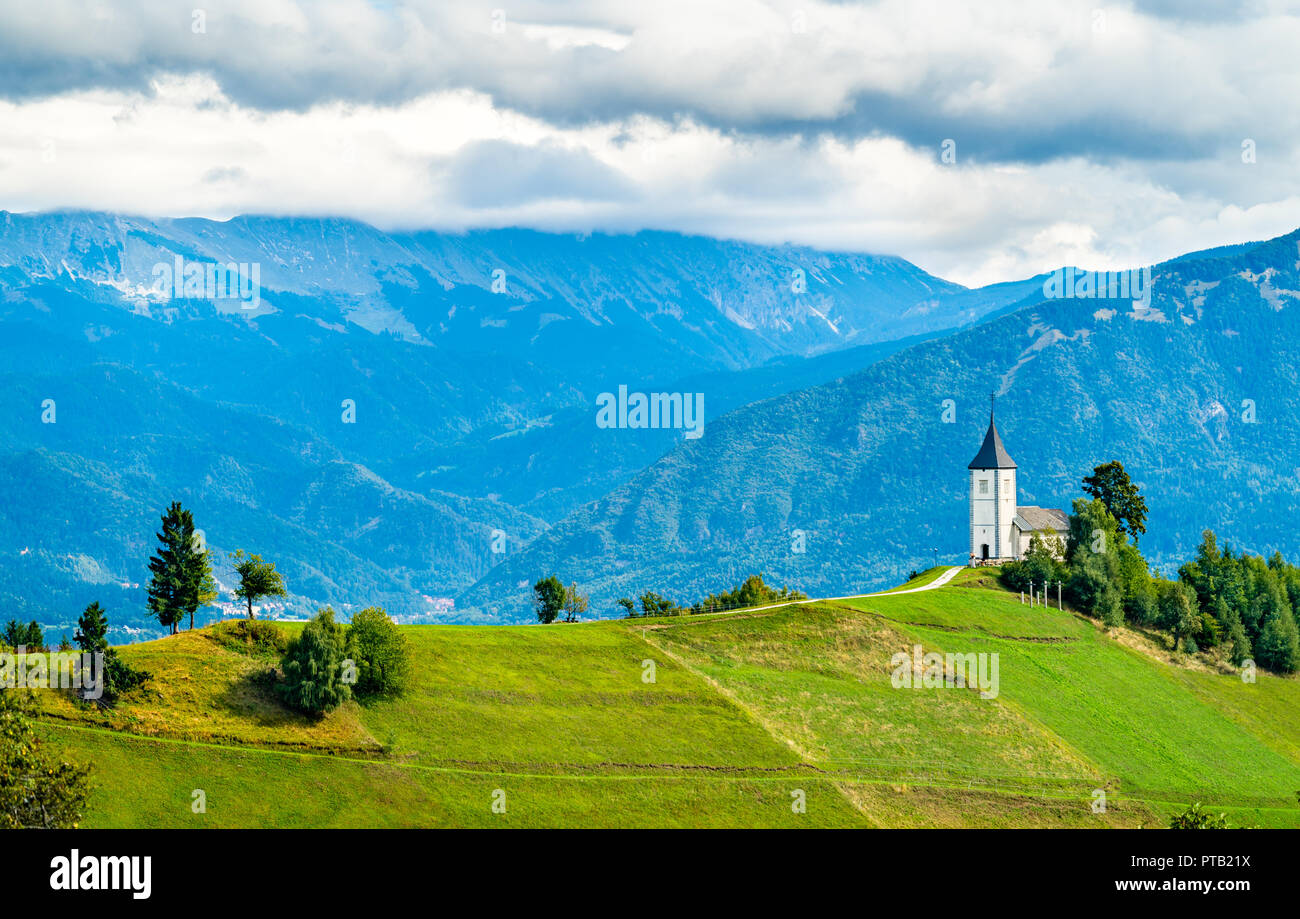 Saints Primus And Felician Church In Jamnik Village Slovenia Stock saints-primus-and-felician-church-in-jamnik-village-slovenia-stock
