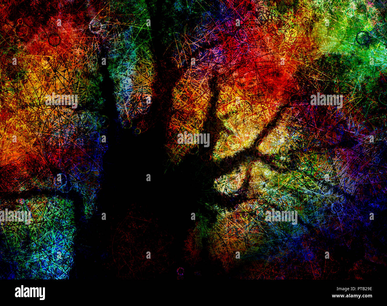 Abstract Tree Rendering Colorful Abstract Tree. 3D rendering Stock Photo - Alamy