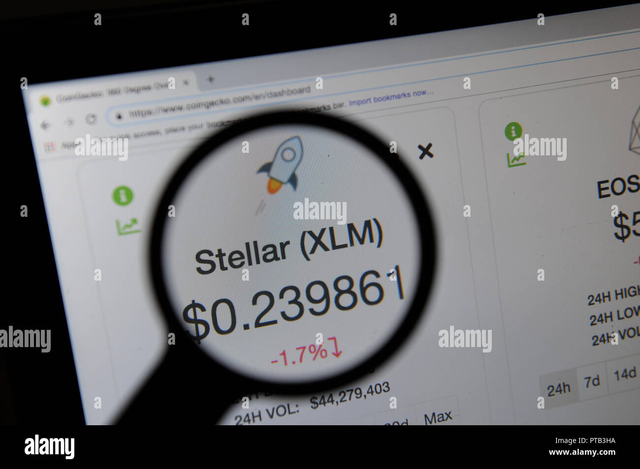 Stella cryptocurrency on CoinGecko website Stock Photo