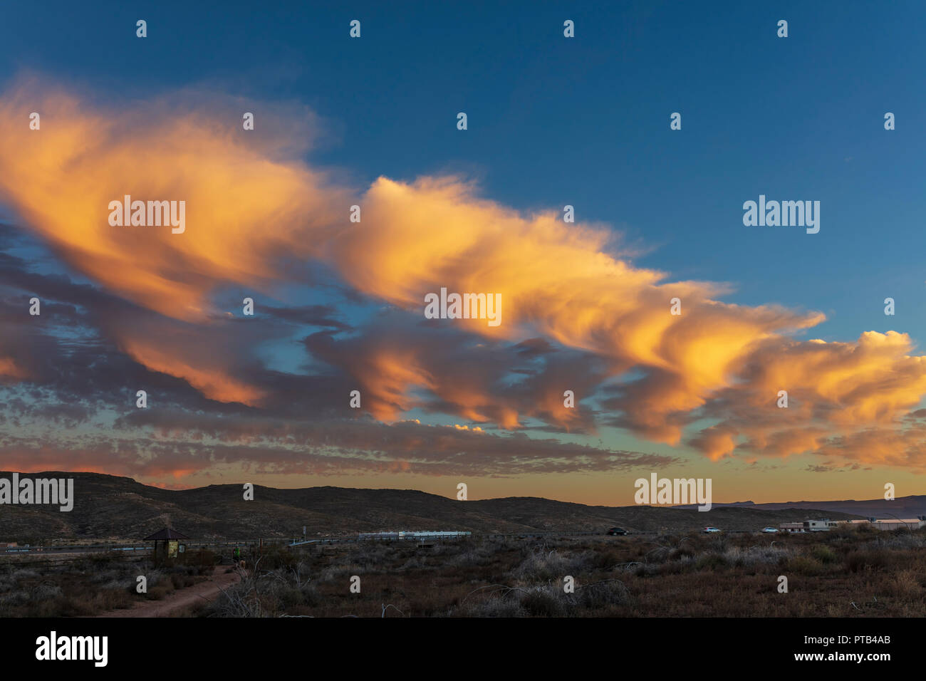 Cloud formations at sunset off Interstate 15 near Hurricane, Utah. Stock Photo