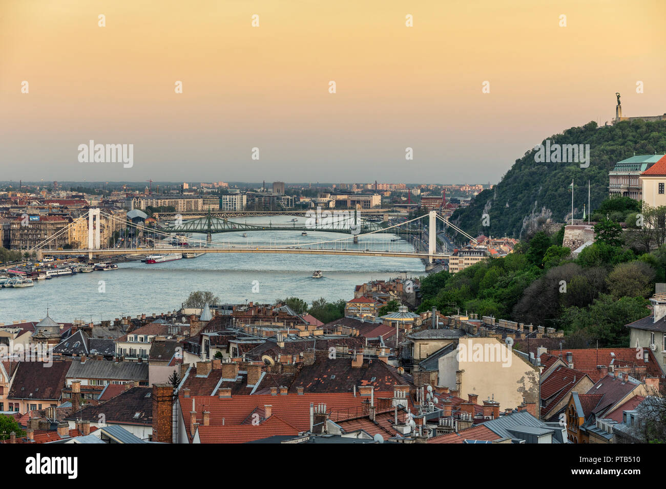 Budapest skyline, bridges over Danube river Stock Photo