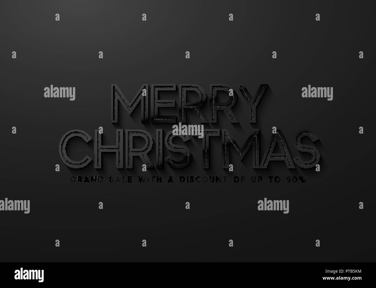 Merry Christmas on dark background black letter text Stock Vector