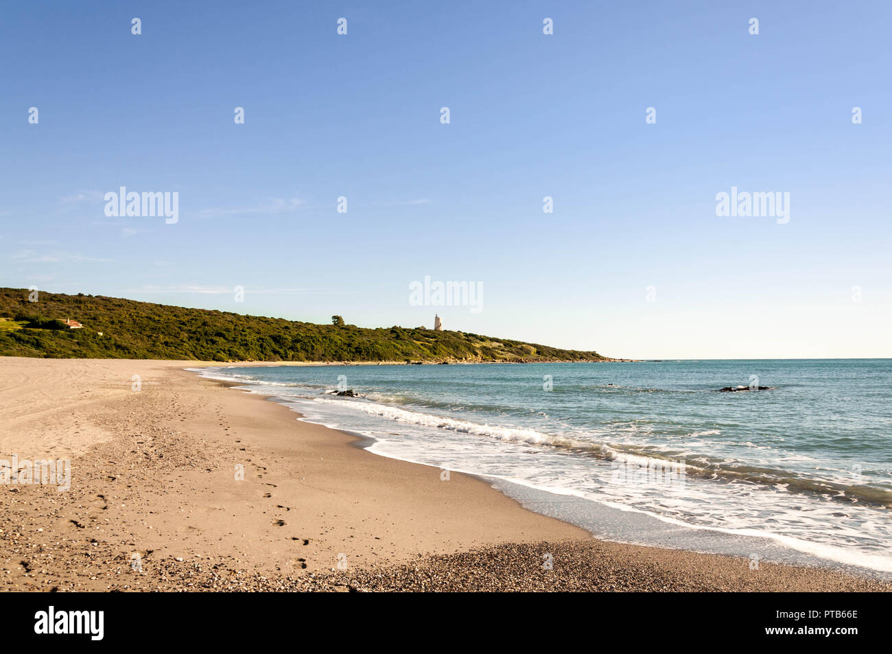 Beach and golf field in La Alcaidesa, Costa del Sol, Spain Stock Photo