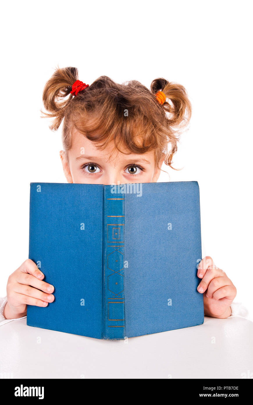 girl reading book isolated on a white background Stock Photo - Alamy