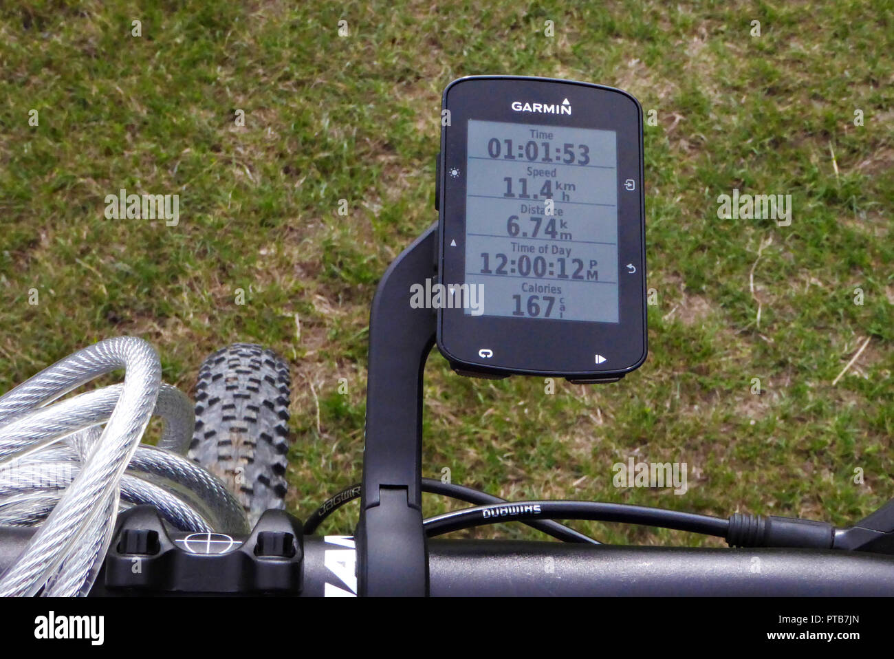 Garmin Edge 520 plus fitted on to the front of a mountain bike Stock Photo  - Alamy