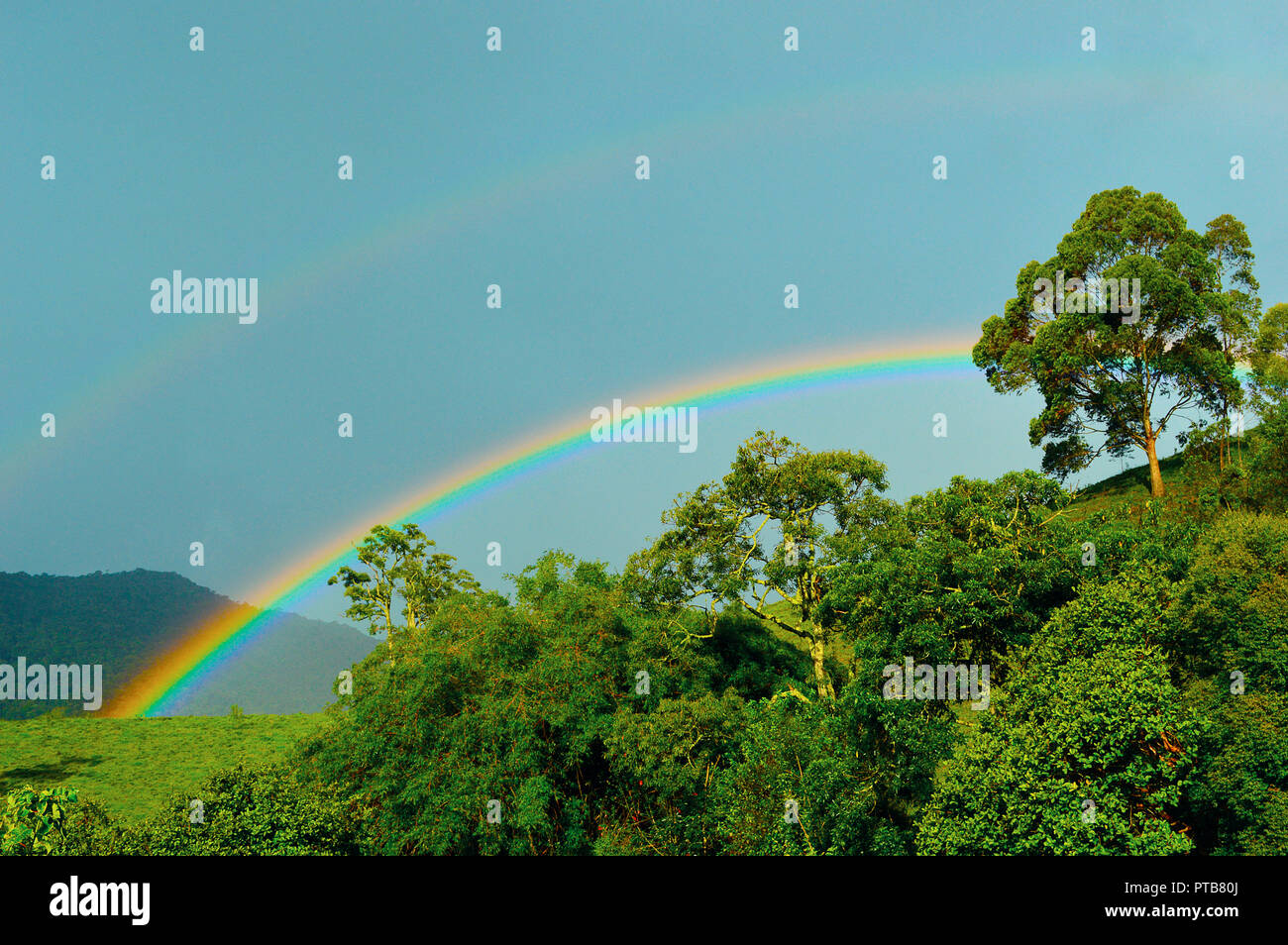 Two rainbow at mountains. Minas Gerais, Brazil. Stock Photo