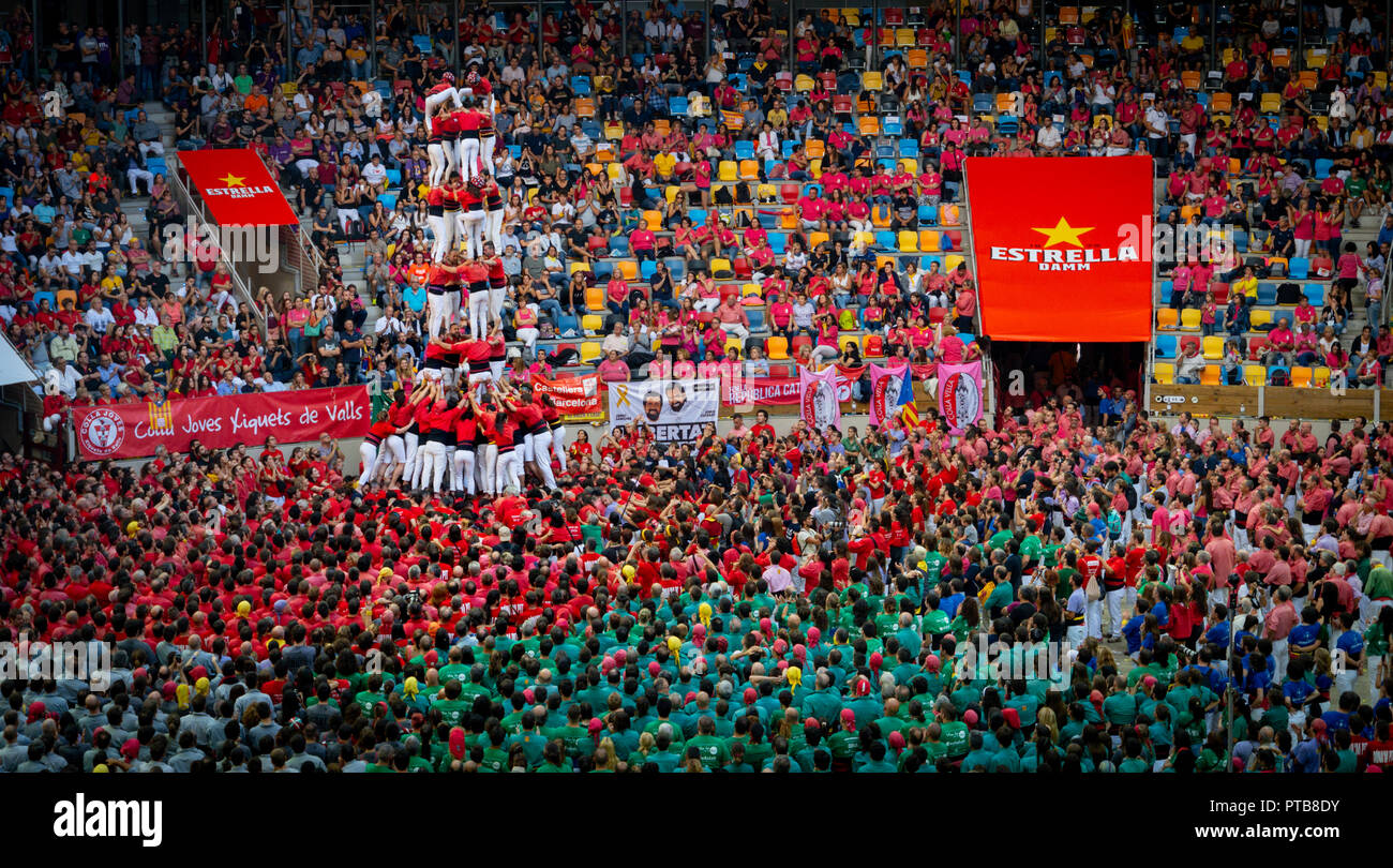 Tarragona, Spain. October 2018 Members of the Colla Vella Xiquets de