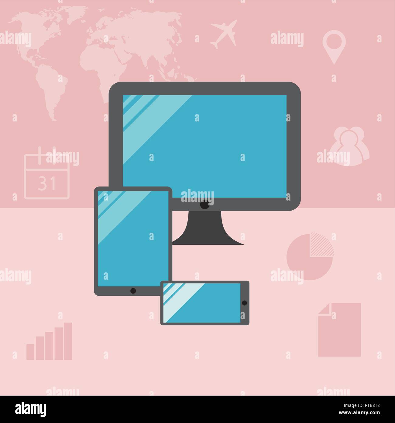 Flat design business devices Stock Vector