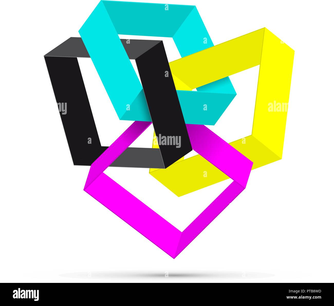 Vector abstract shape 3d ,CMYK for printer Stock Vector