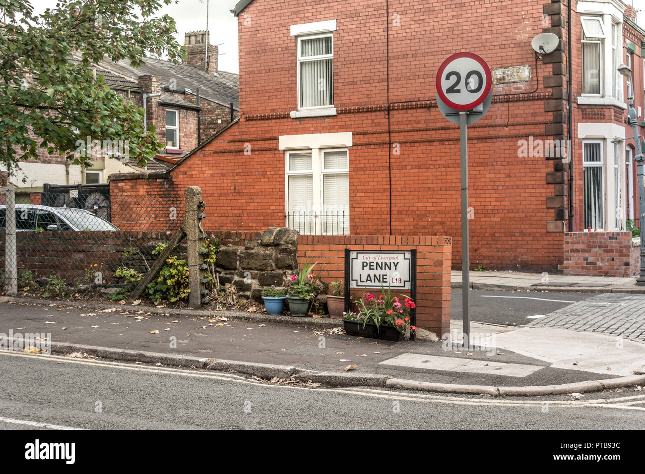 Penny Lane street at Liverpool Beatles sight site Stock Photo Alamy