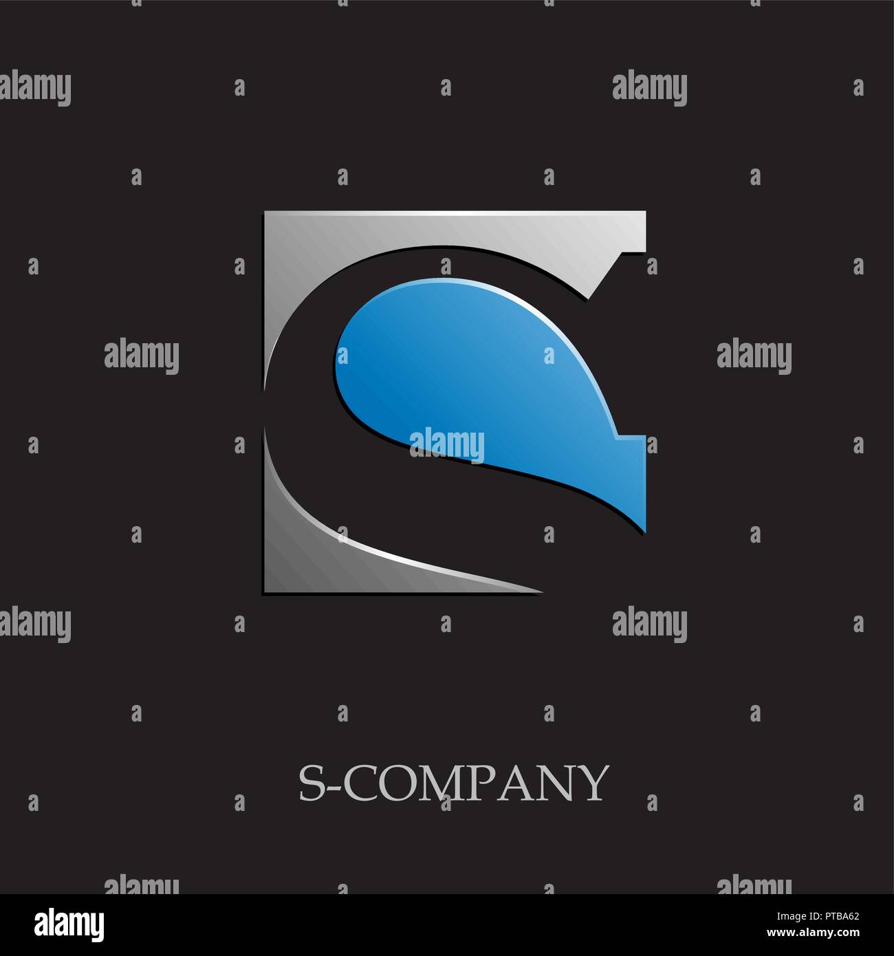 Vector sign initial letter S on black background Stock Vector