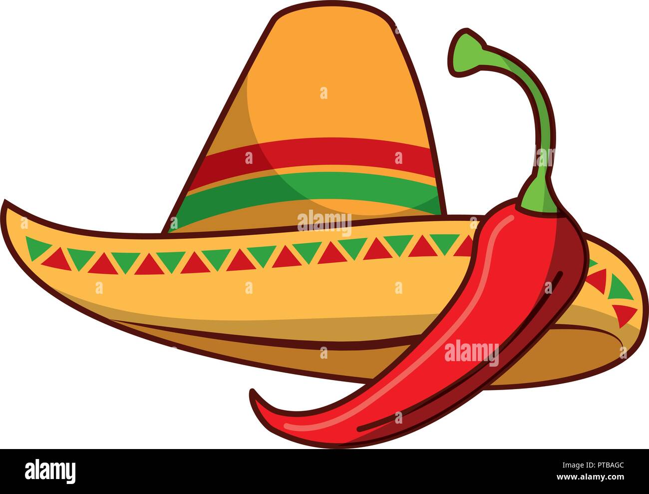 chili pepper and hat mexican food traditional vector illustration Stock ...