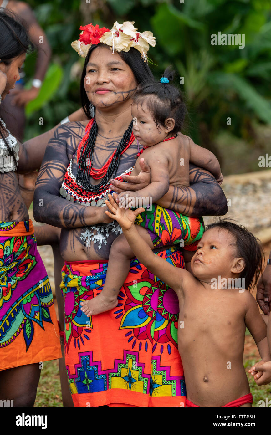 Panama Embera Indian Tribe Family