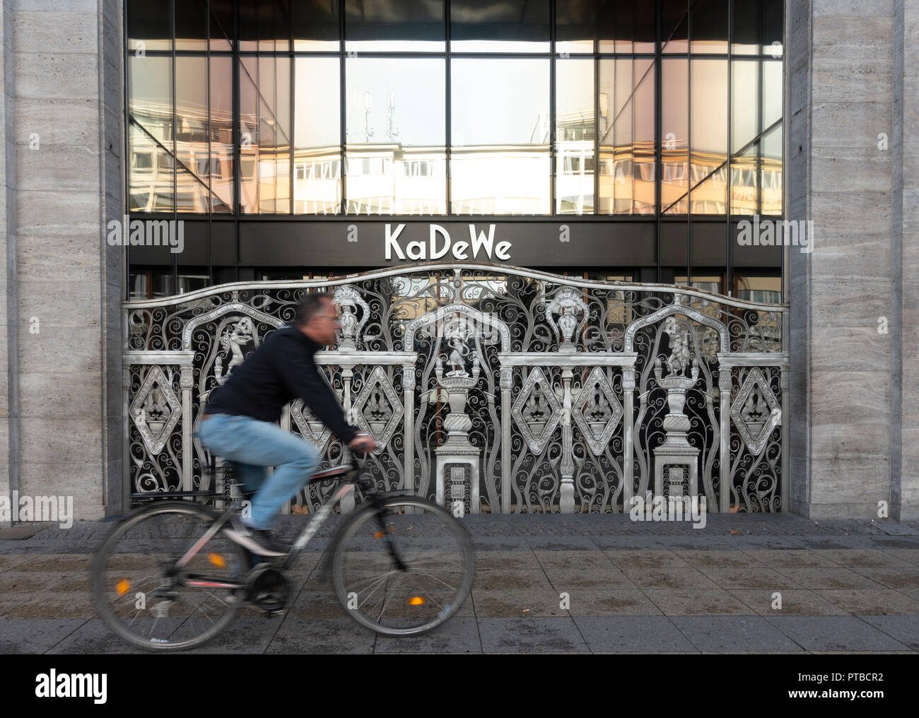 Exterior of  KaDeWe department store with ornate gates closed on public holiday, Berlin, Germany Stock Photo