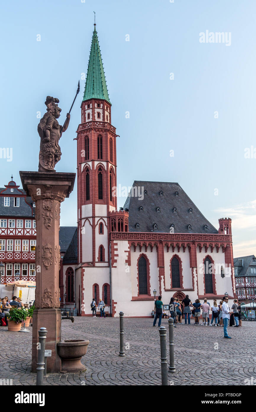 Nikolaikirche, Lutheran church of St. Nicholas, Römerberg, Altstadt, Frankfurt, Hessen, Germany Stock Photo