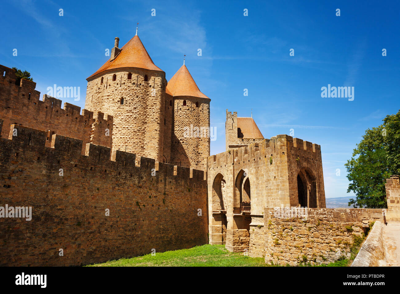 Porte Narbonnaise gate at ancient fortified city of Carcassonne in france  Stock Photo - Alamy