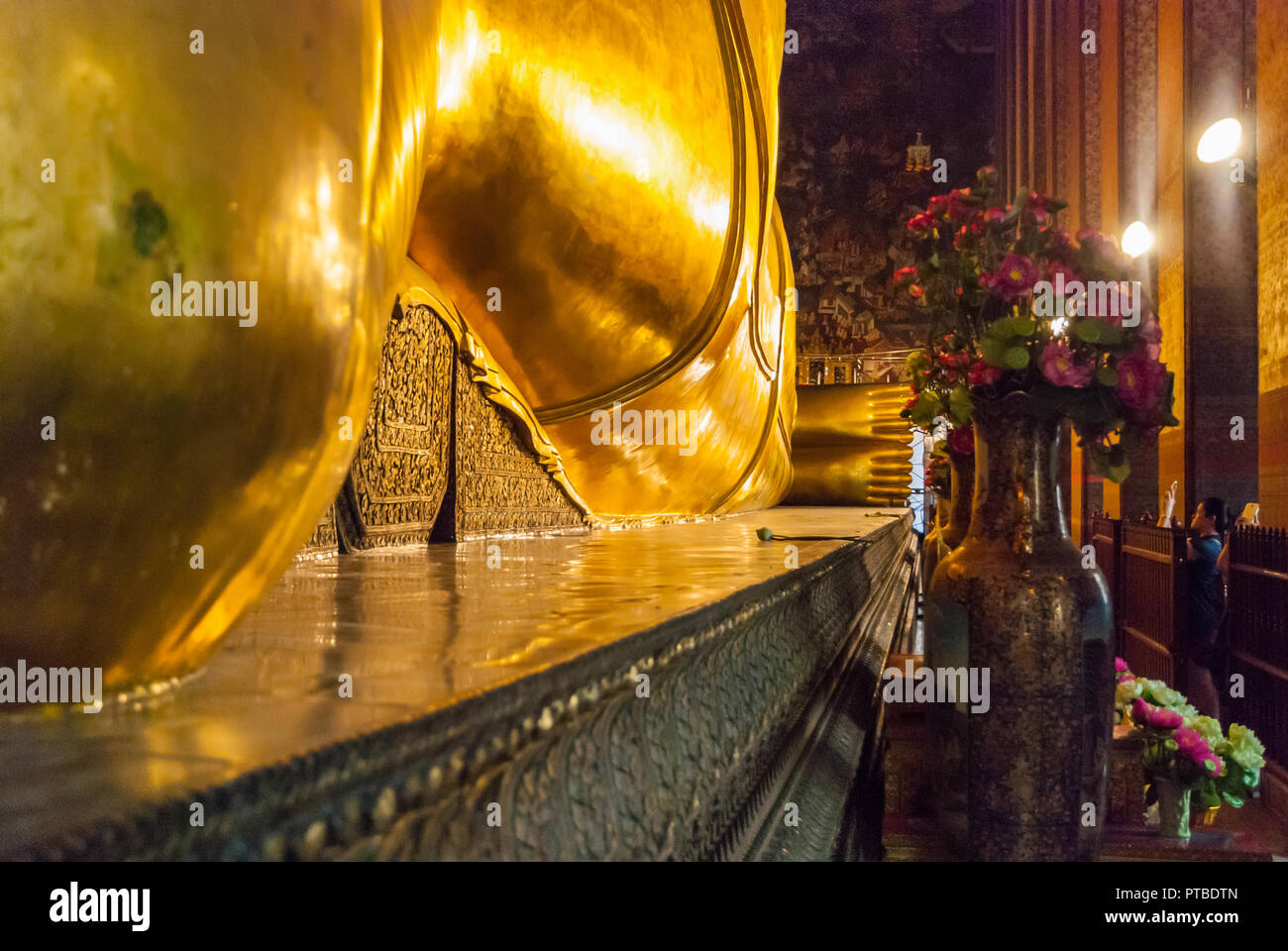 Detail of emerald golden Buddha in Wat Phra temple, Bangkok, Thailand Stock Photo
