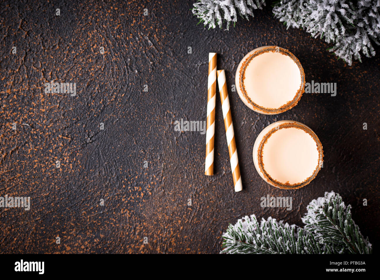 Traditional Christmas winter drink eggnog in glasses Stock Photo Alamy