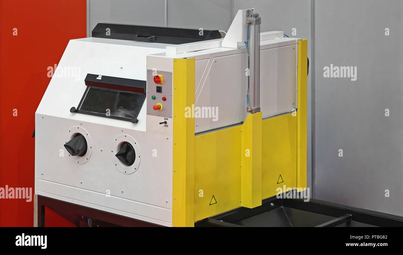 Abrasive Blasting Chamber Machine Equipment for Industry Stock Photo