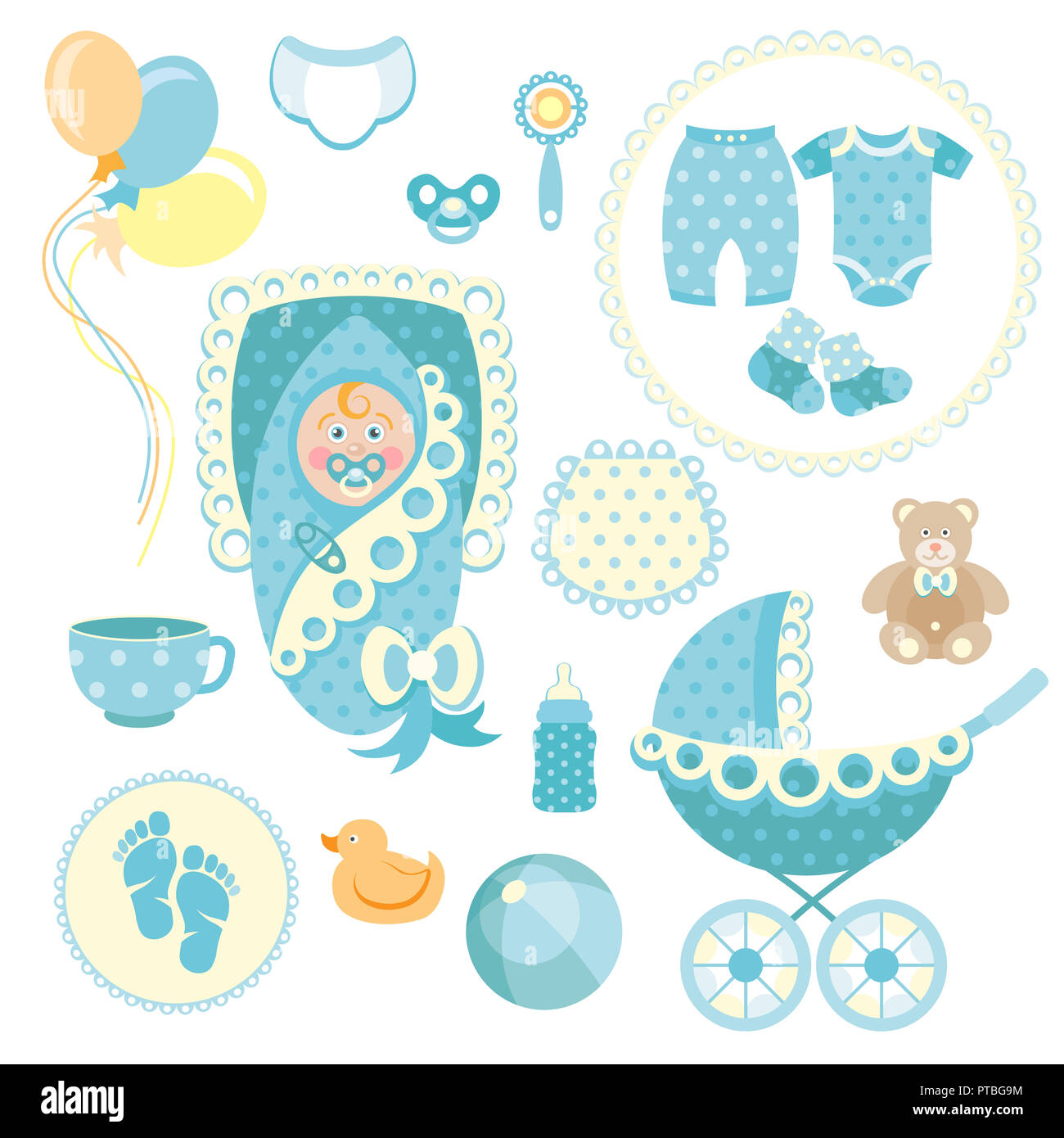 Cartoon baby boy items collection hi-res stock photography and images -  Alamy