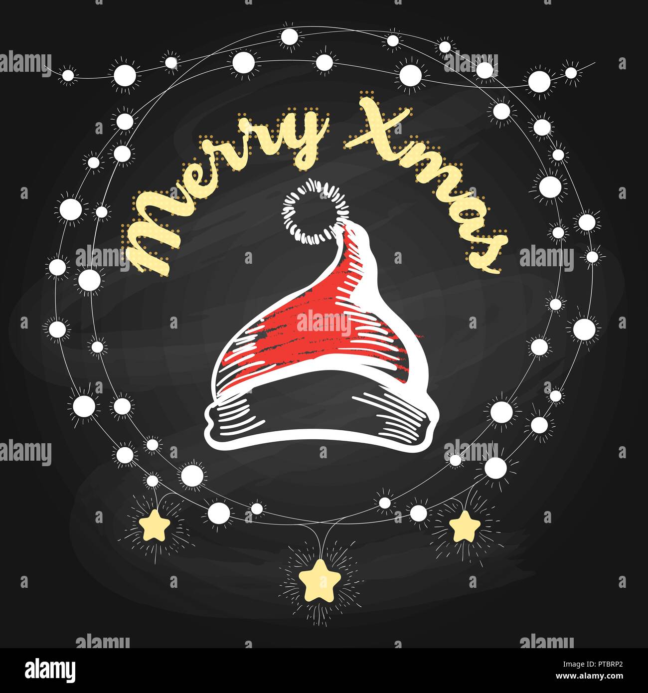 Santa claus hat chalkboard poster Stock Vector Image & Art - Alamy