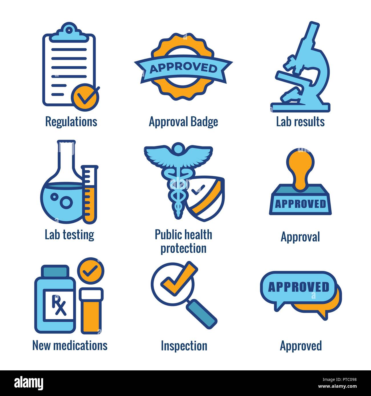 Drug Testing and Safety Icon Set Vector Graphic w Rounded Edges Stock ...