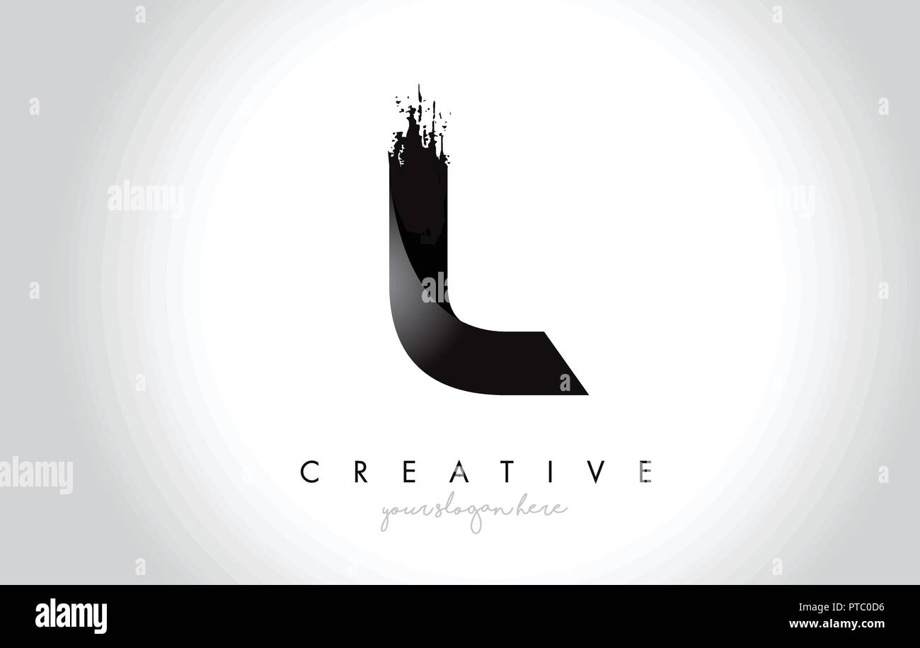 L Letter Design with Brush Stroke and Modern 3D Look Vector ...
